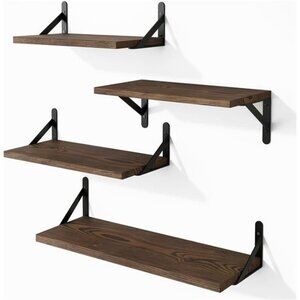 Floating Shelves for Wall, Different Sizes Dark Carbonized Pine Wall Shelves